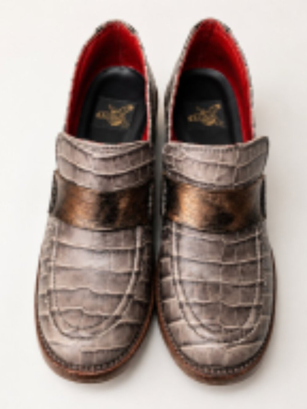 Freebird By Steven Bellevue Stone Croco Heeled Loafers Sz 10 Limited Edition